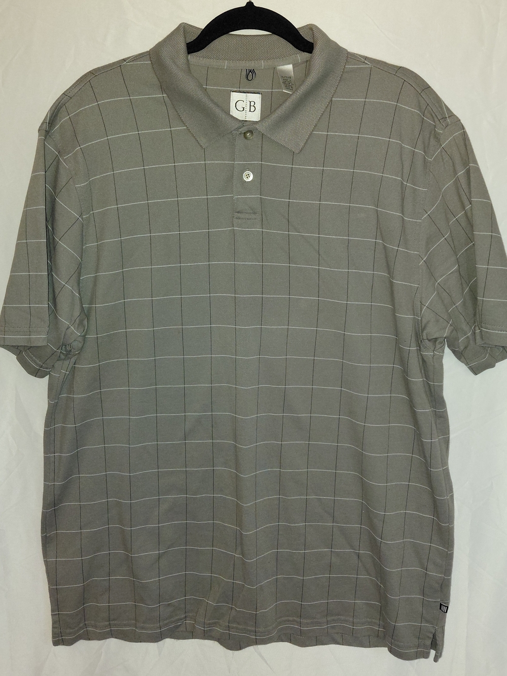 Geoffrey Beene Light Gray Windowpane Polo #2280